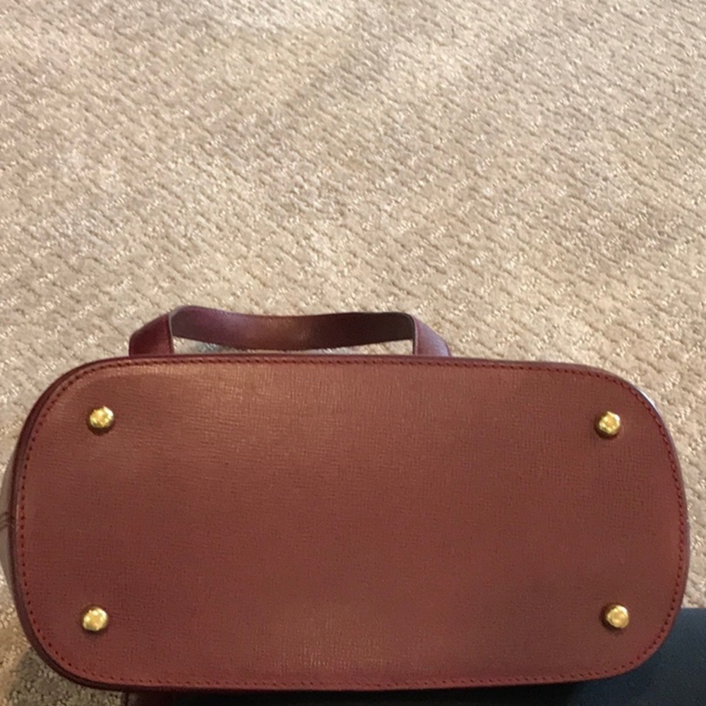 Cartier Paris Burgundy/Wine Tall Dome Bag wSignature Cartier Fabric Interior EUC - Picture 4 of 11